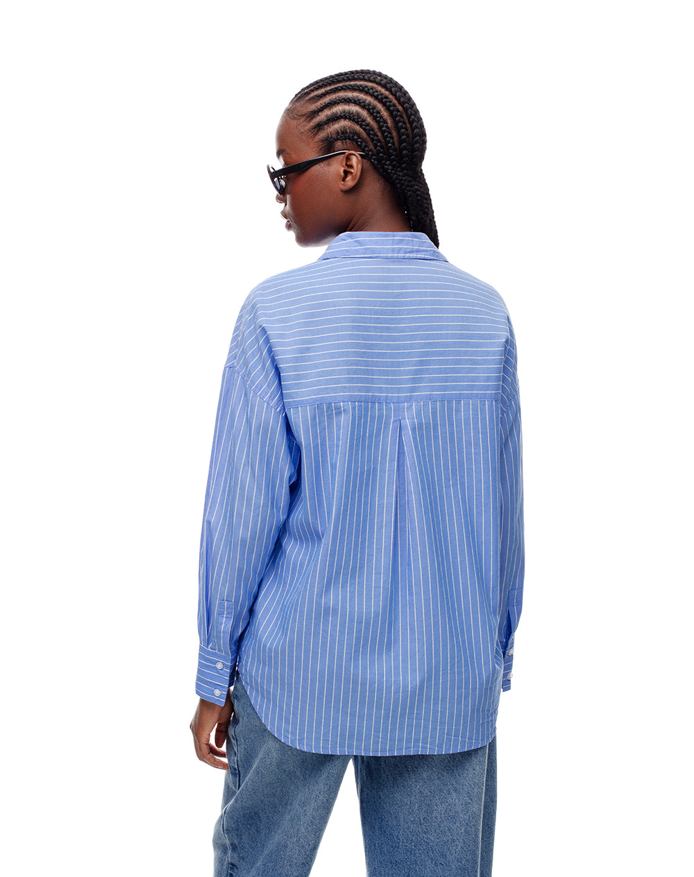 Camisa manga larga oversize algodón rayas mujer