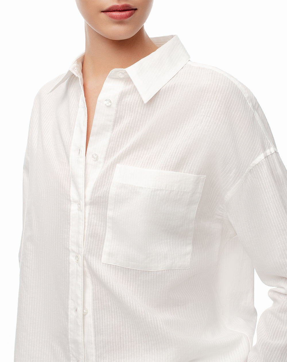 Camisa manga larga oversize algodón blanca mujer