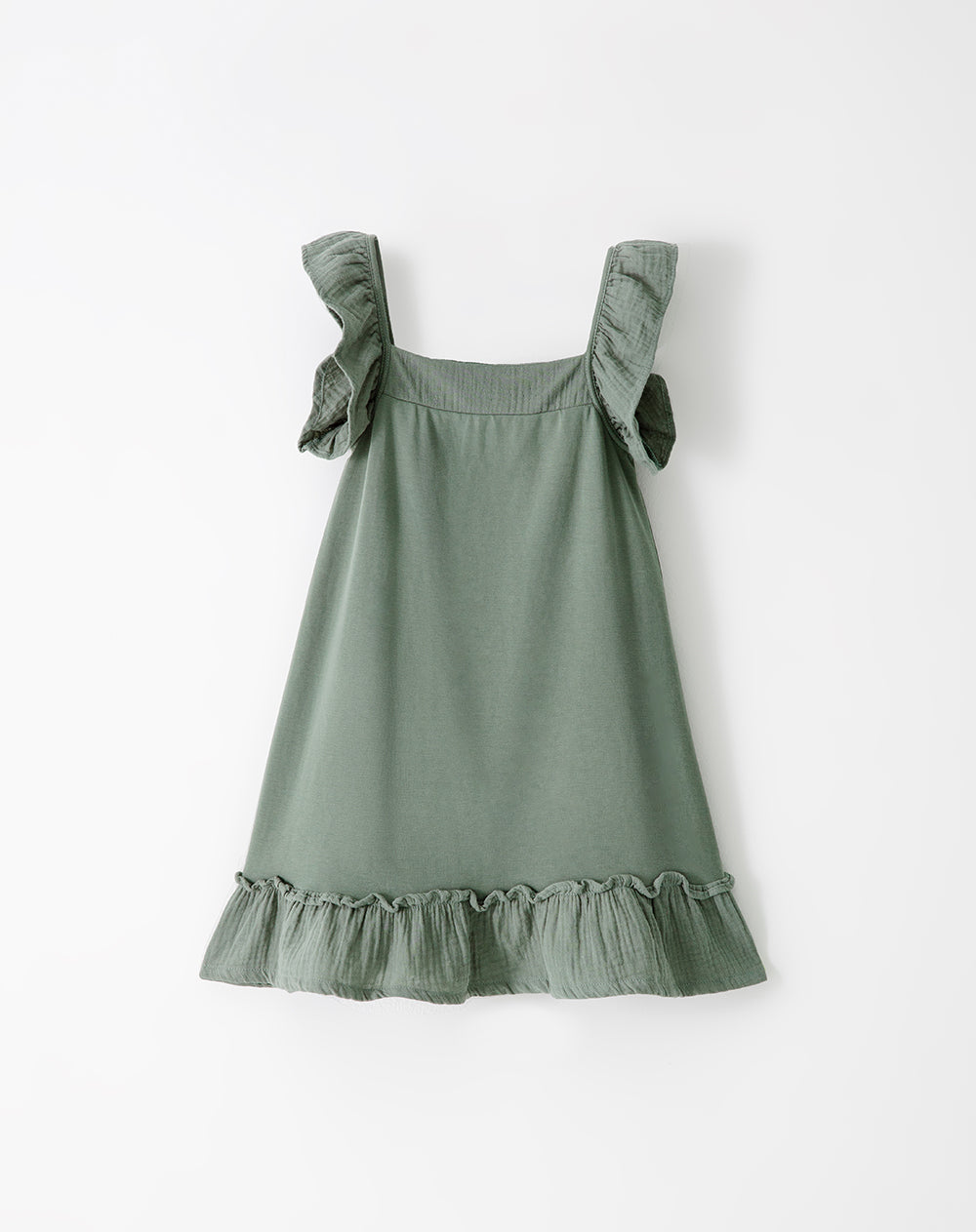 Vestido corto algodón verde niña