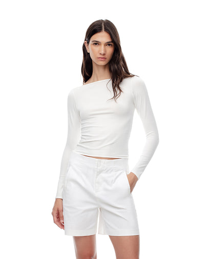 Short tiro alto algodón blanco mujer