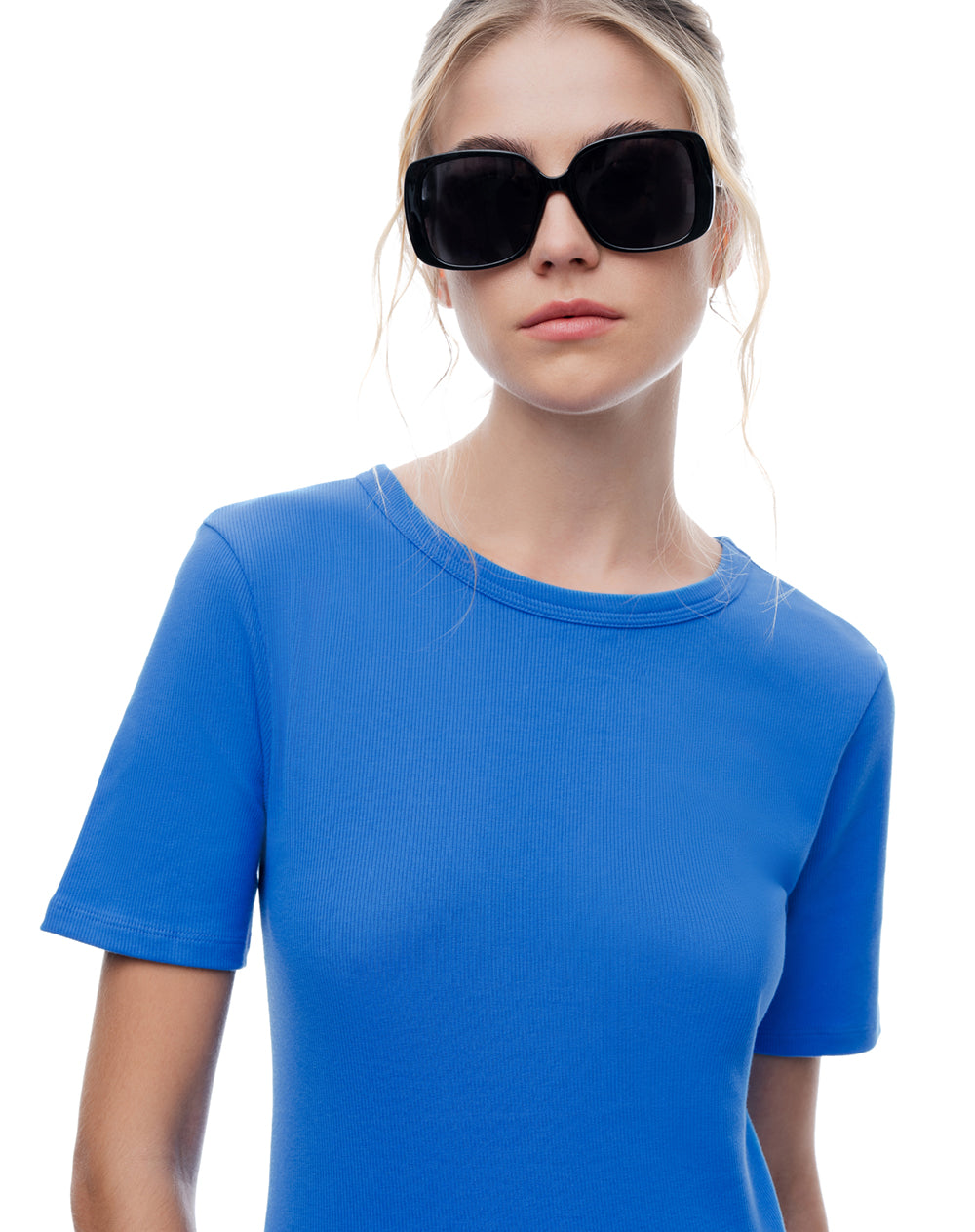Camiseta fitted fit manga corta azul