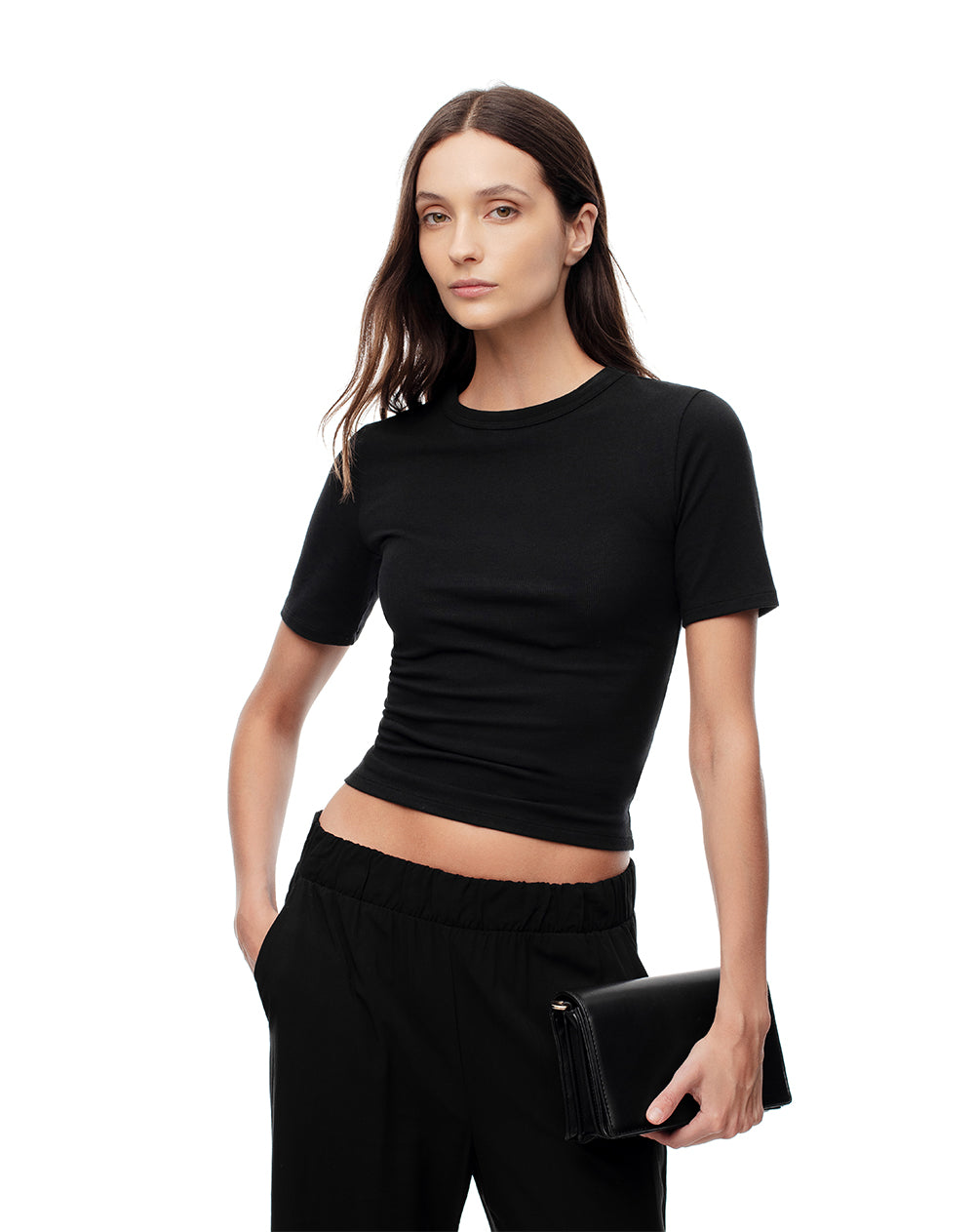 Pack x2 camiseta slim rib algodón blanco + negro mujer