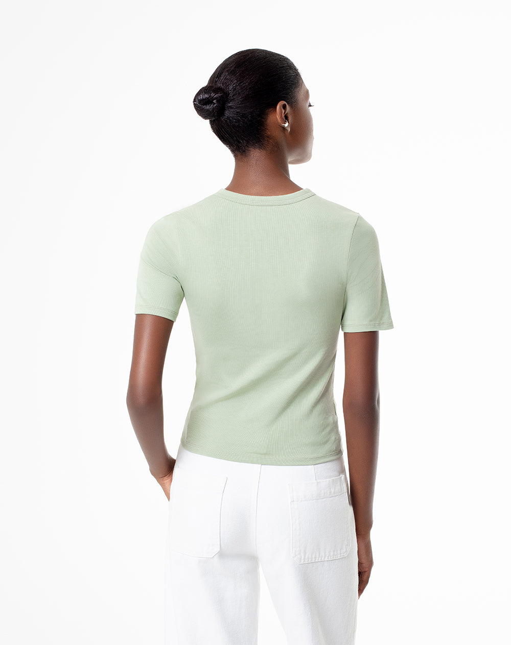 Camiseta slim algodón verde mujer