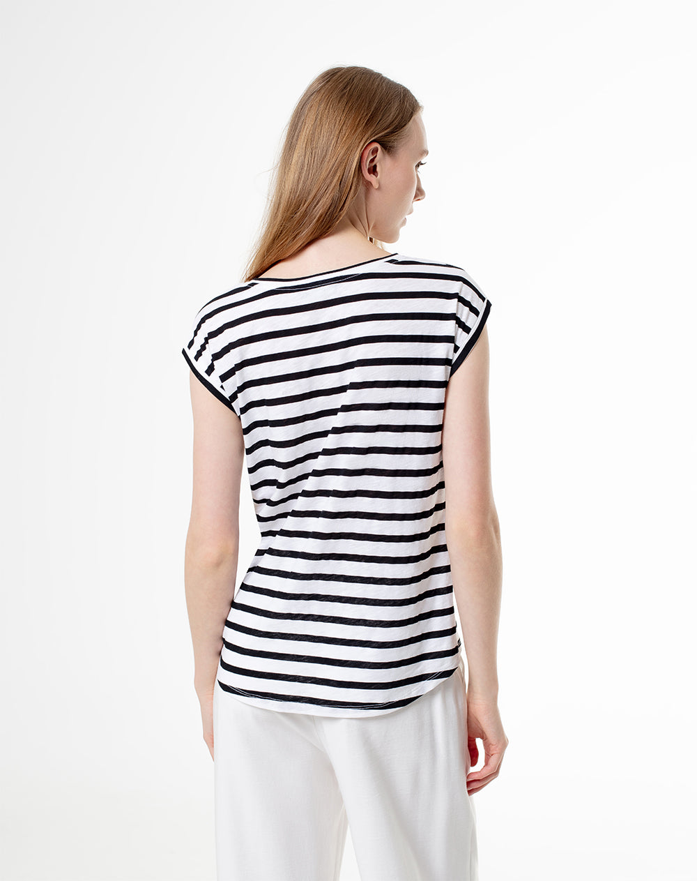 Camiseta regular algodón rayas mujer