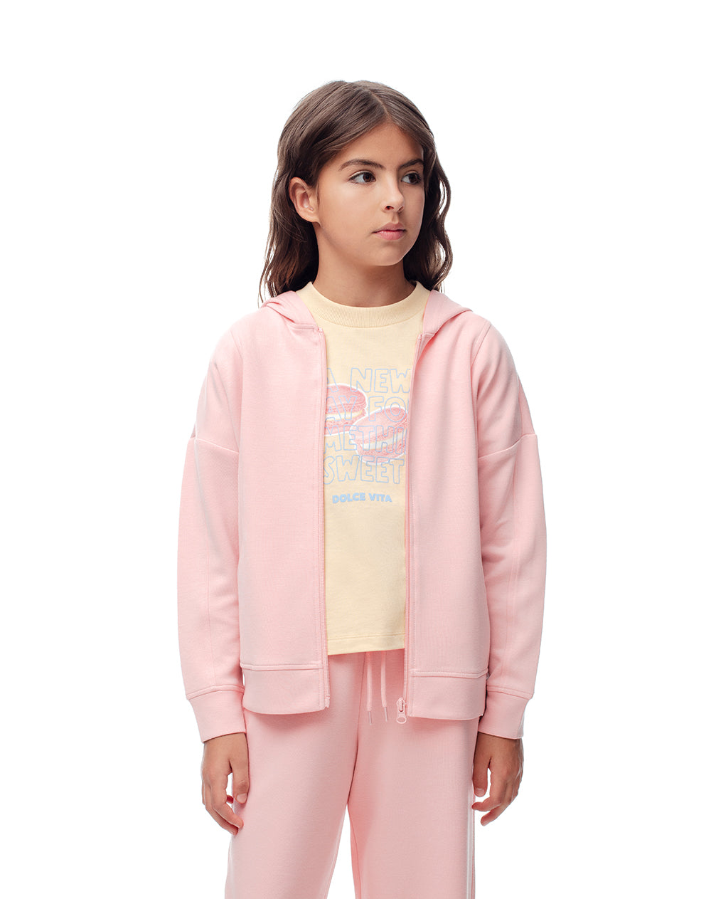 Chaqueta regular rosada niña