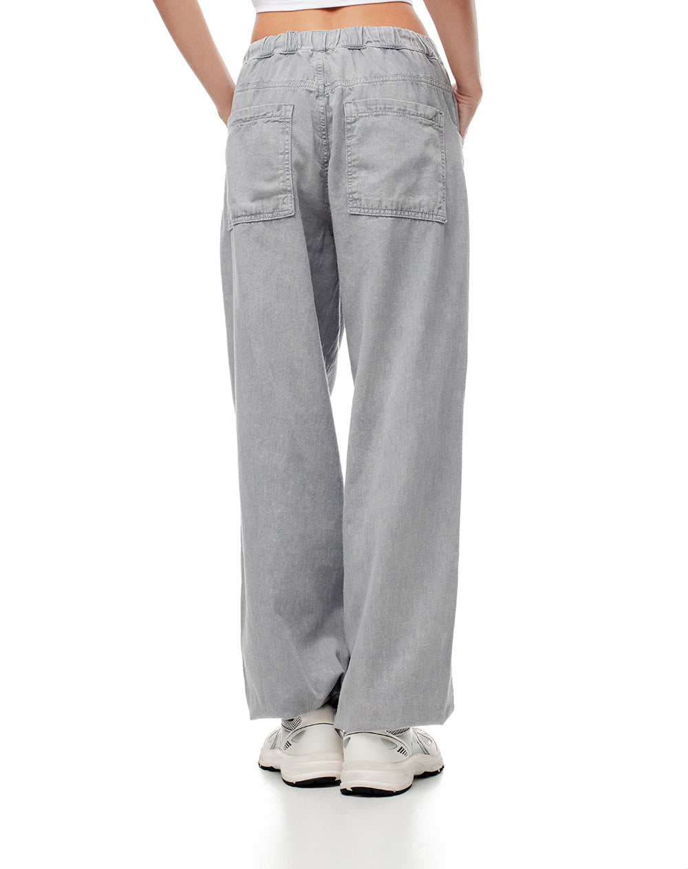 Pantalón jogger tiro medio algodón gris mujer