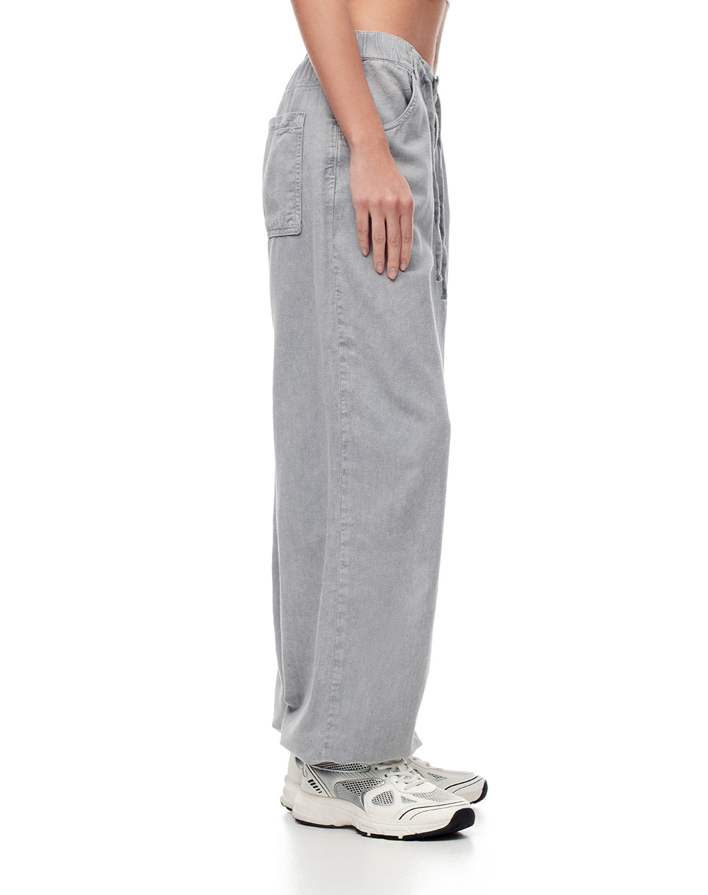 Pantalón jogger tiro medio algodón gris mujer
