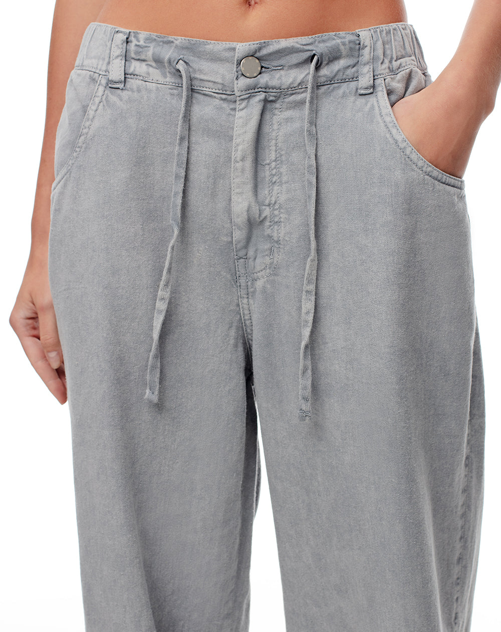 Pantalón jogger tiro medio algodón gris mujer