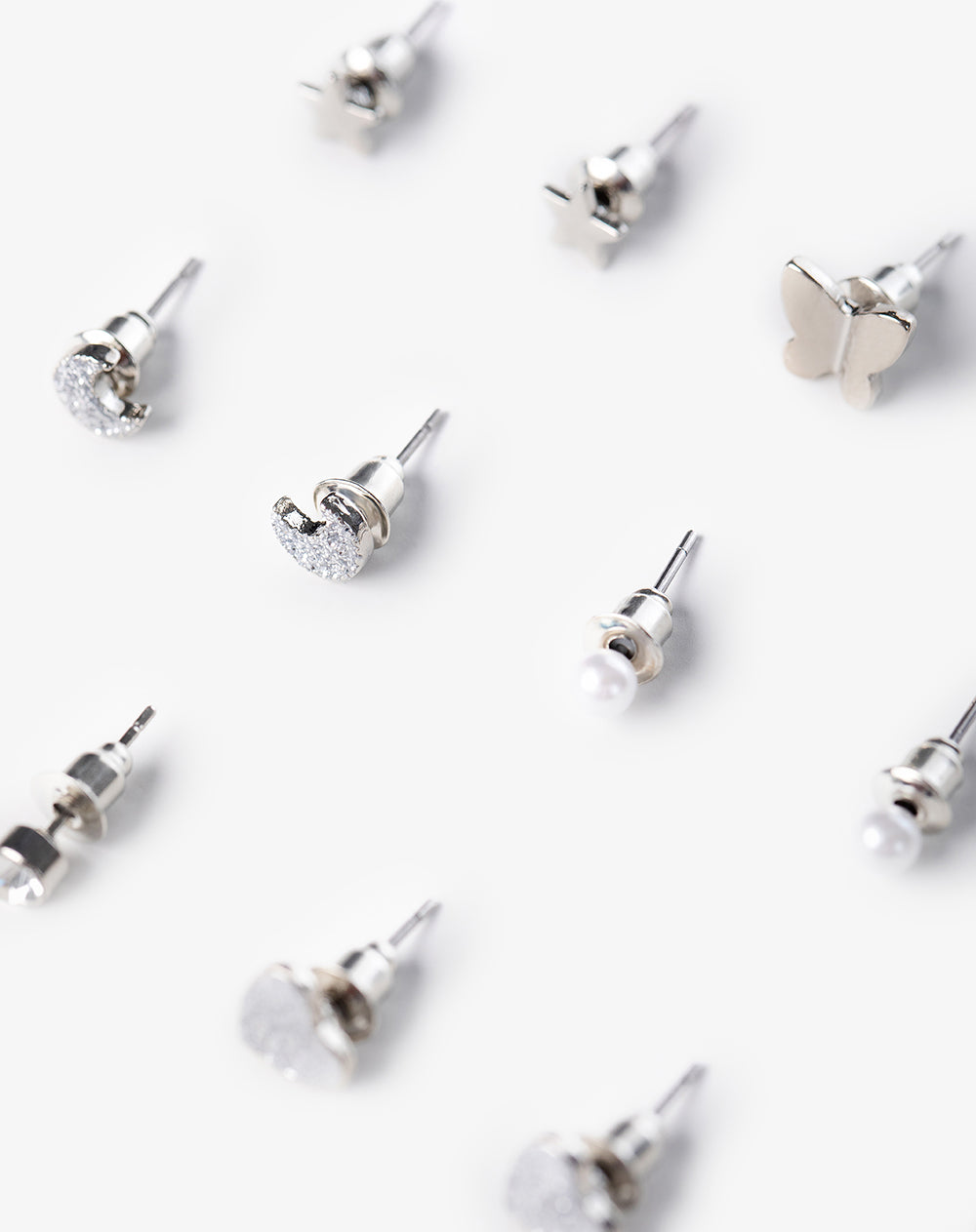 Aretes pack x9 plateados