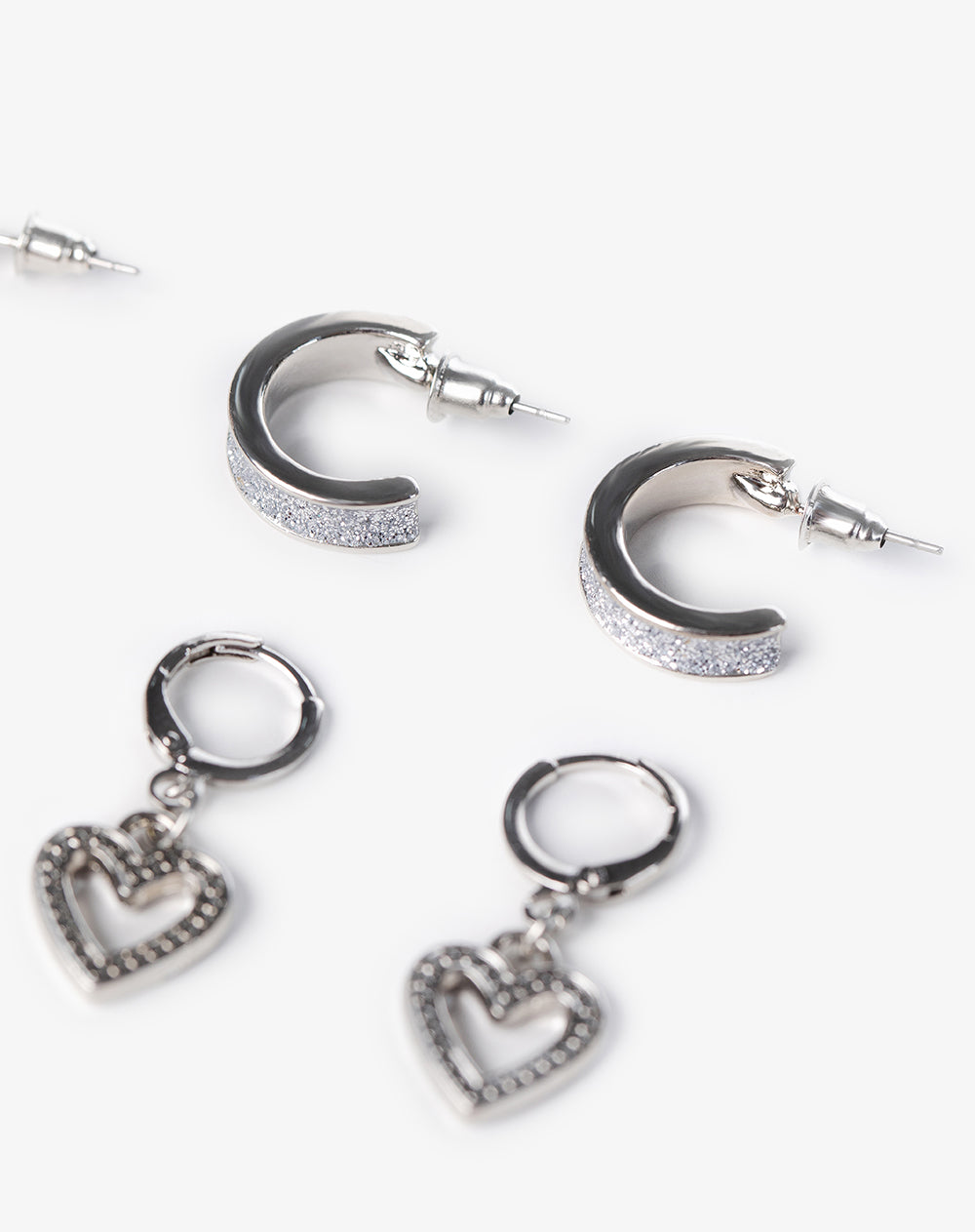 Aretes pack x9 plateados