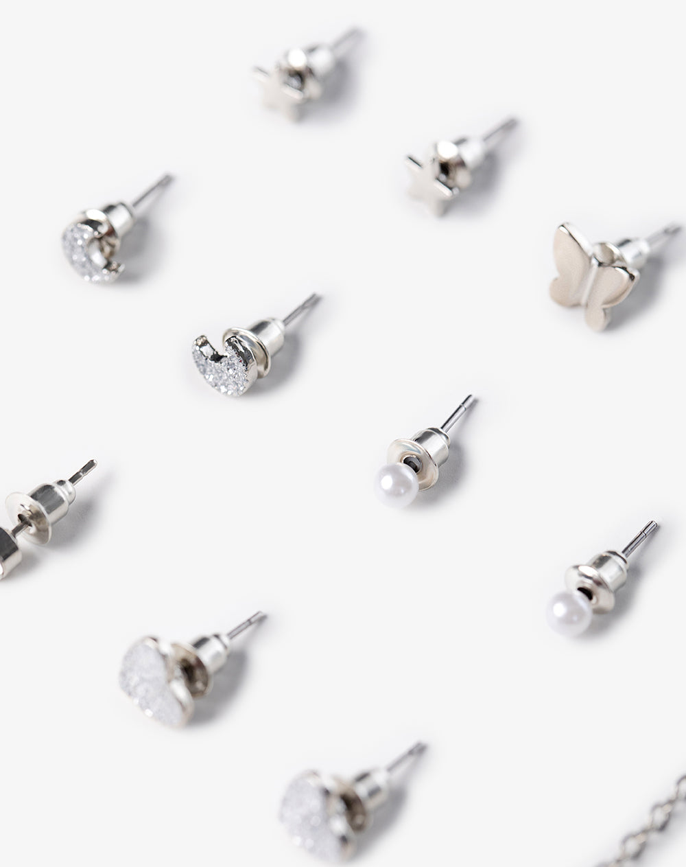Aretes pack x9 plateados