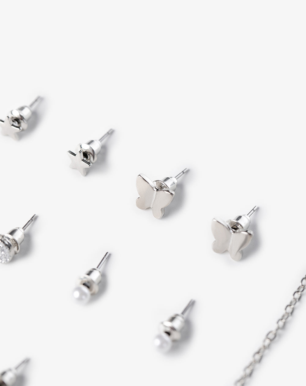 Aretes pack x9 plateados