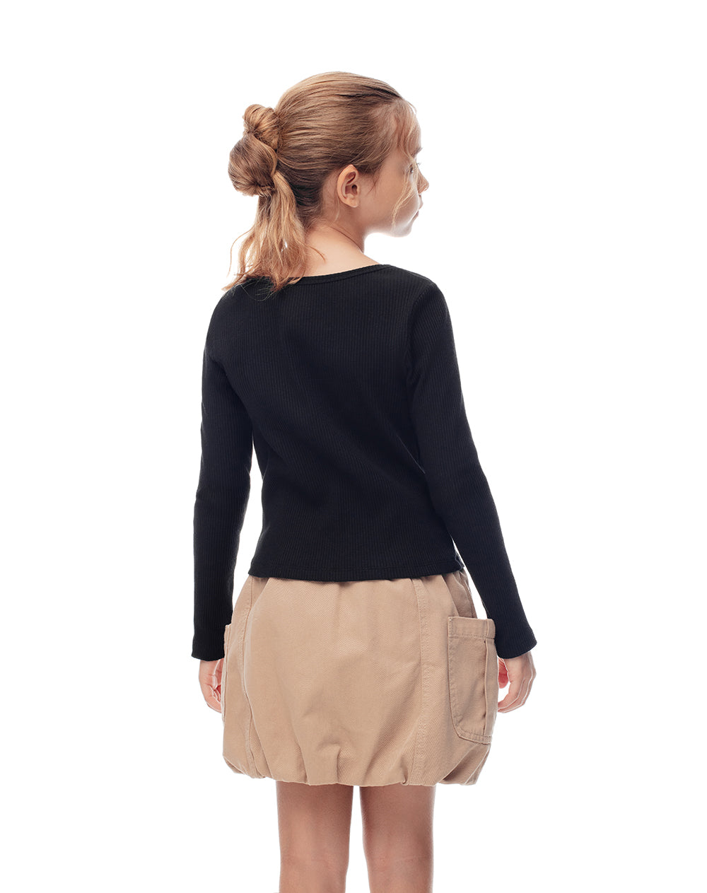 Camibuzo regular algodón negra estampado niña