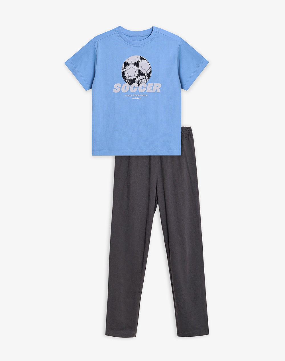 Pijama regular manga corta azul niño