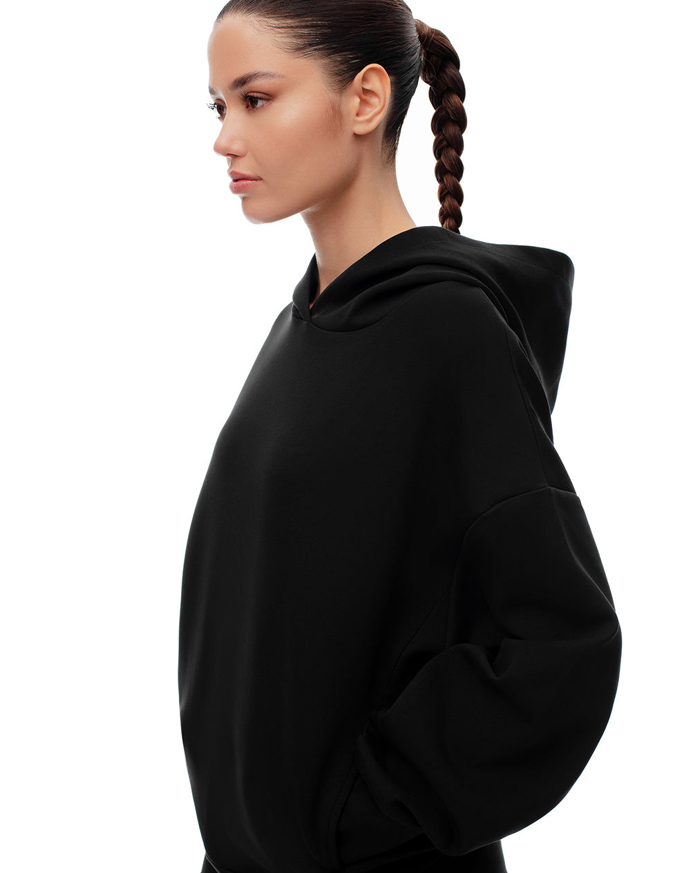 Buzo relax tipo hoddie negro mujer