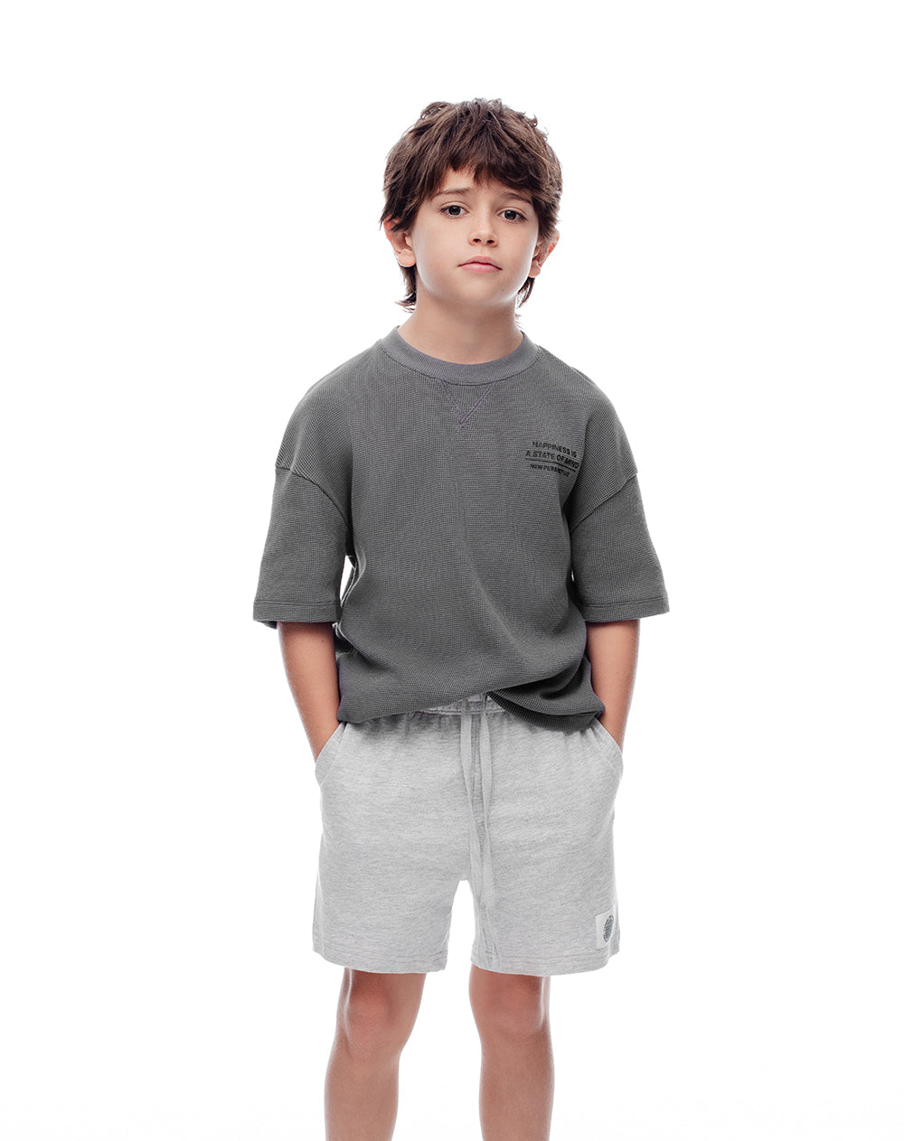 Bermuda regular algodón gris niño