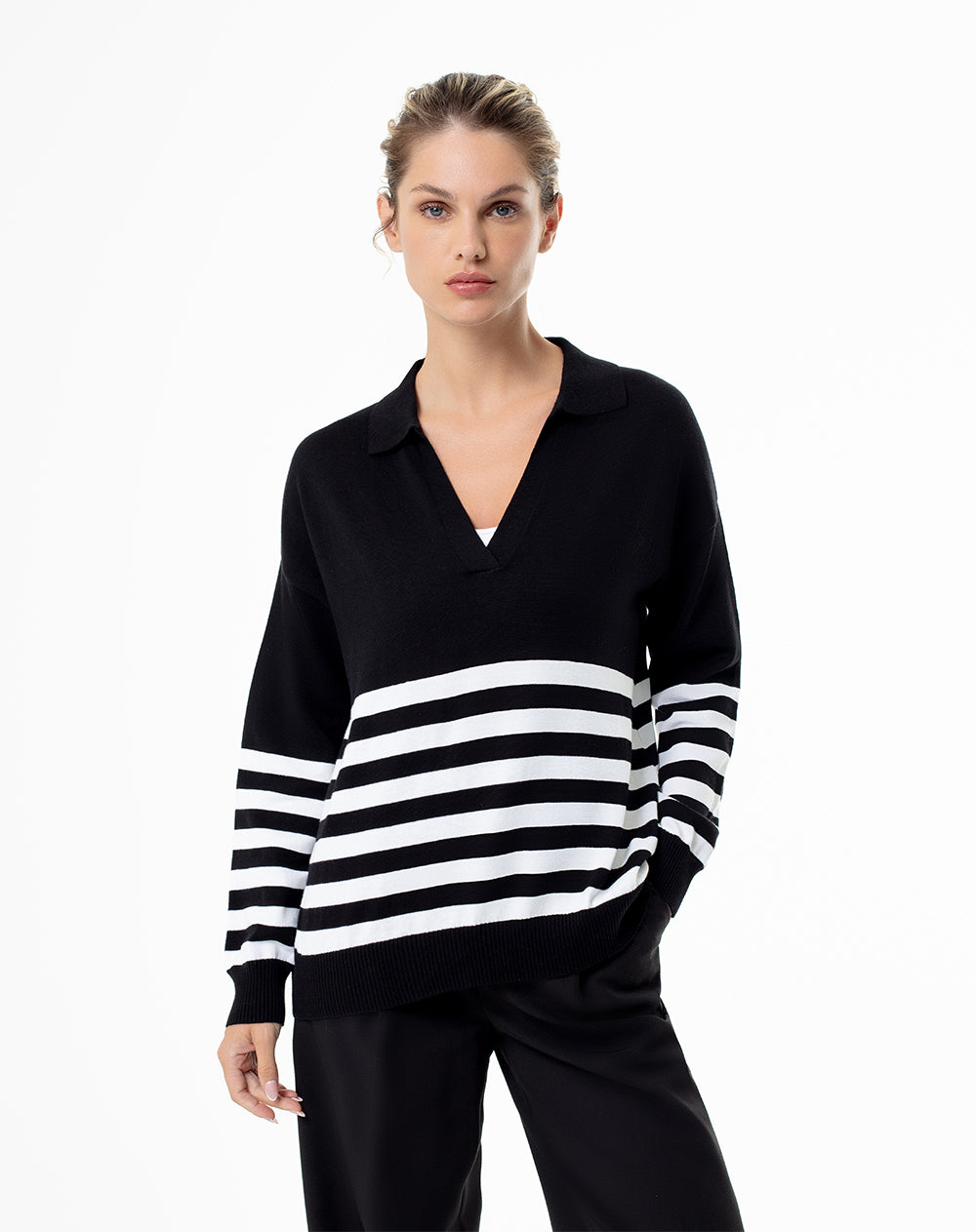 Buzo regular tejido de punto algodón rayas mujer