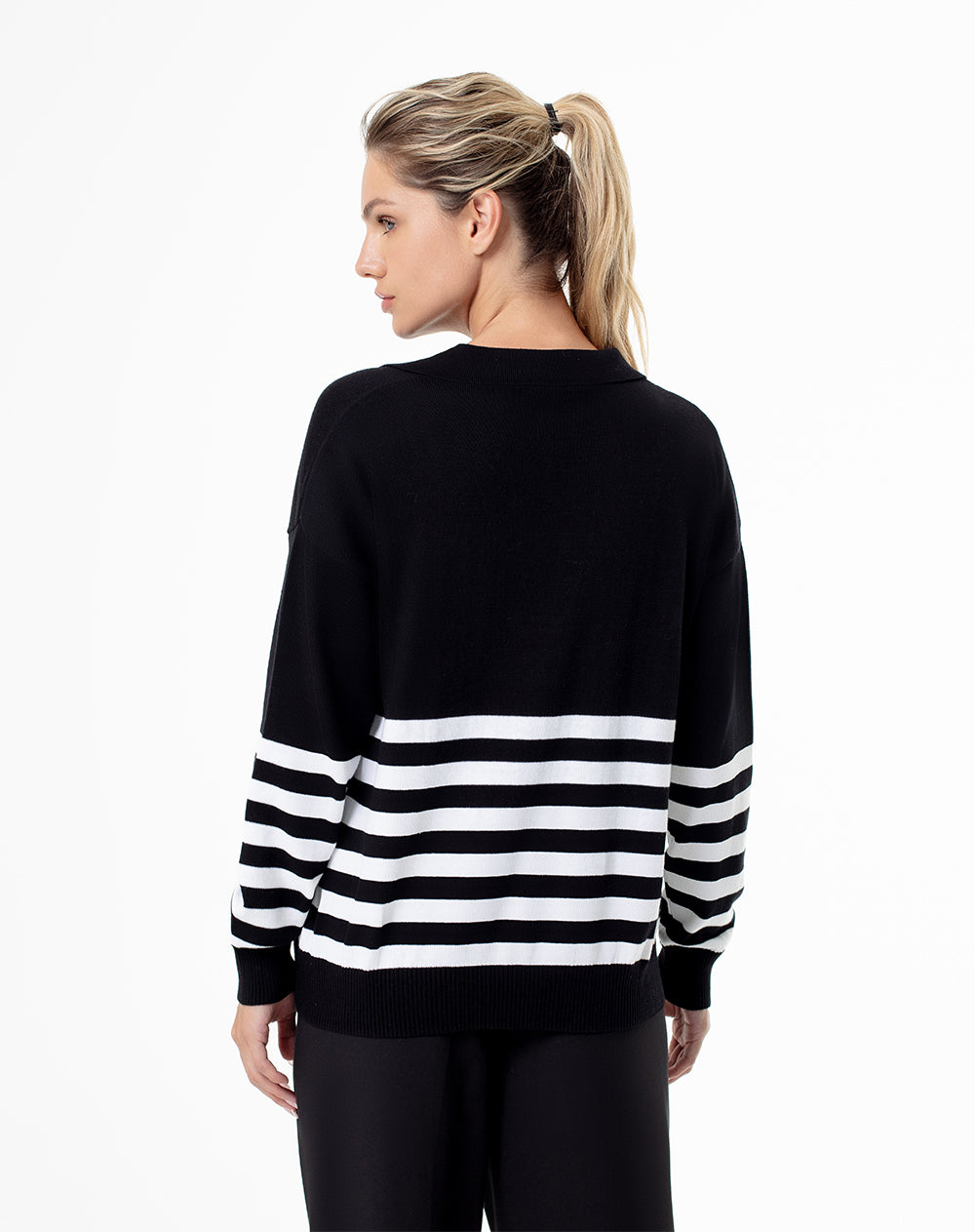 Buzo regular tejido de punto algodón rayas mujer