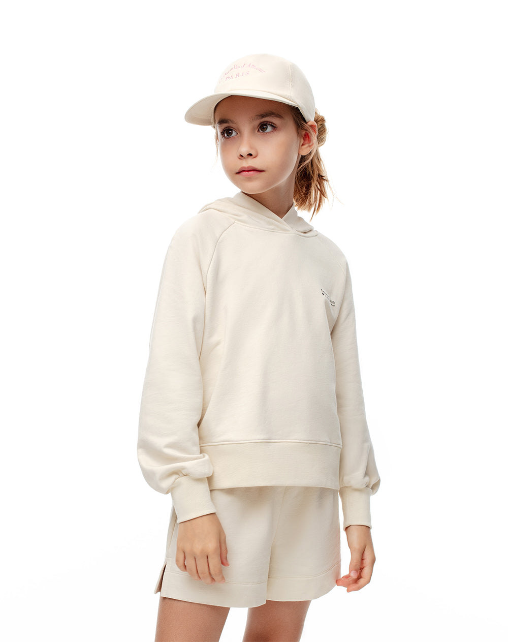 Buzo tipo hoddie algodón crema niña