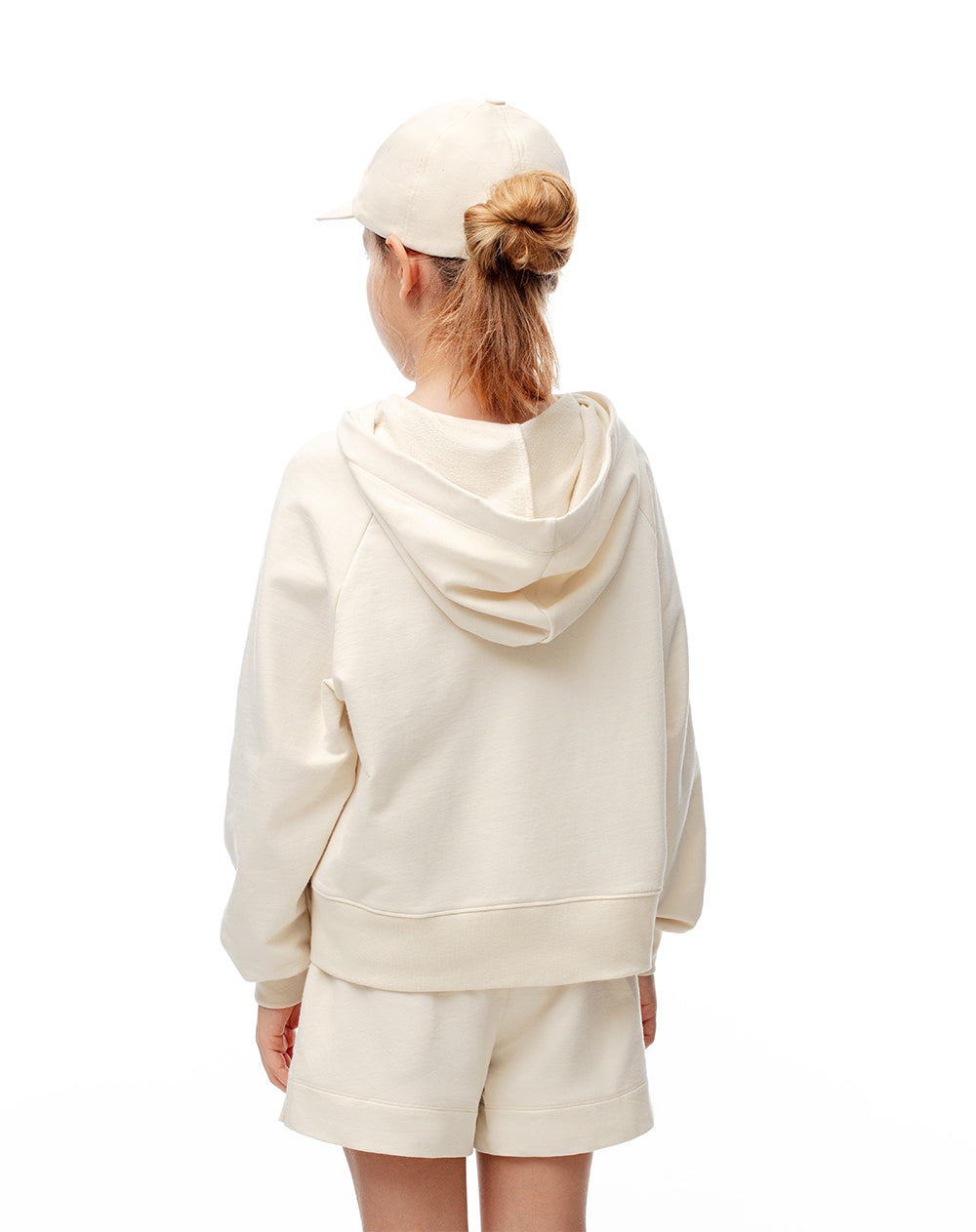 Buzo tipo hoddie algodón crema niña