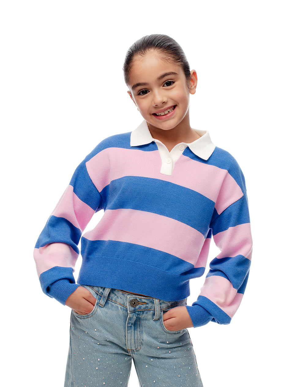 Buzo relaxed fit rosado rayas