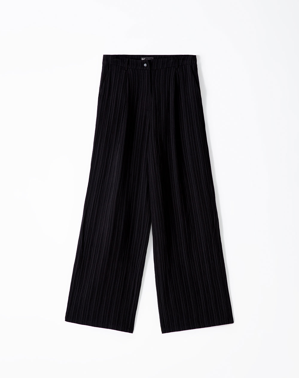 Pantalón wide leg tiro medio negro mujer