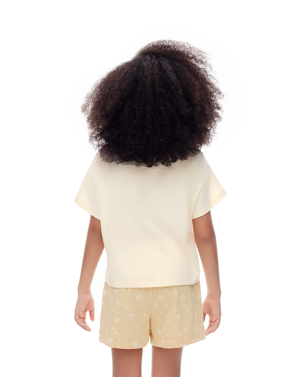 Camiseta + short de pijana niña algodón amarilla