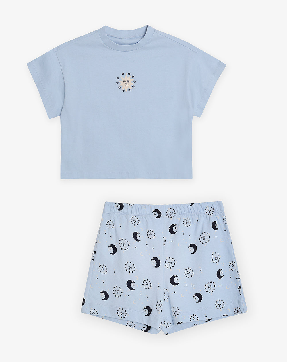 Pijama relaxed fit manga corta azul estampada