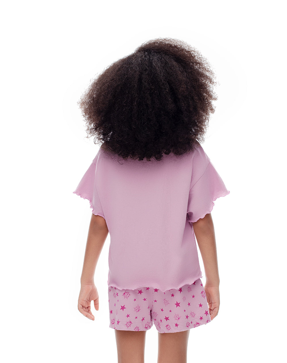 Camiseta + short de pijana niña algodón lila