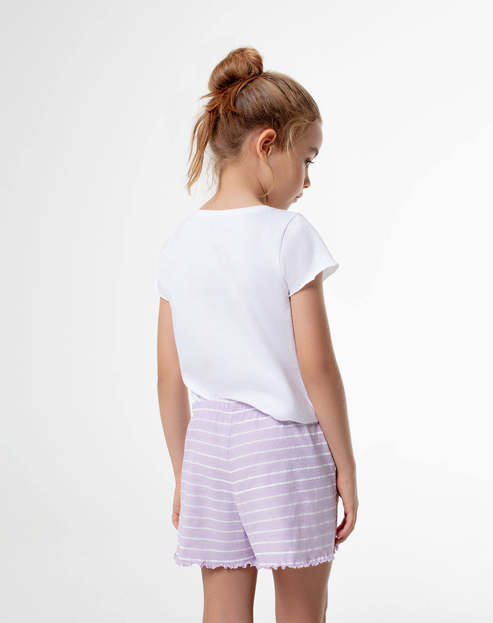 Camiseta + short de pijana niña algodón morada