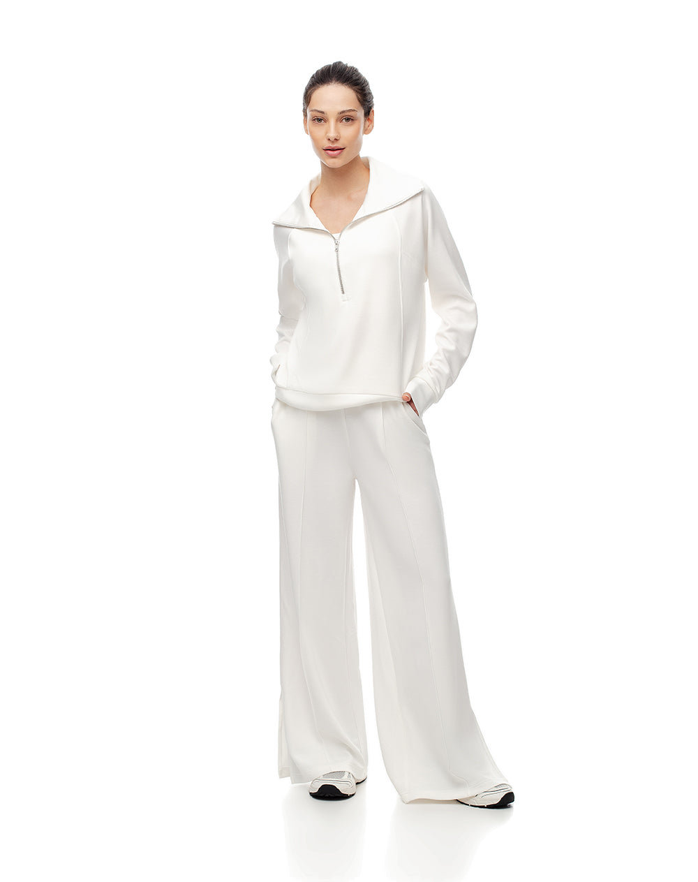 Pantalón tiro alto vainilla mujer