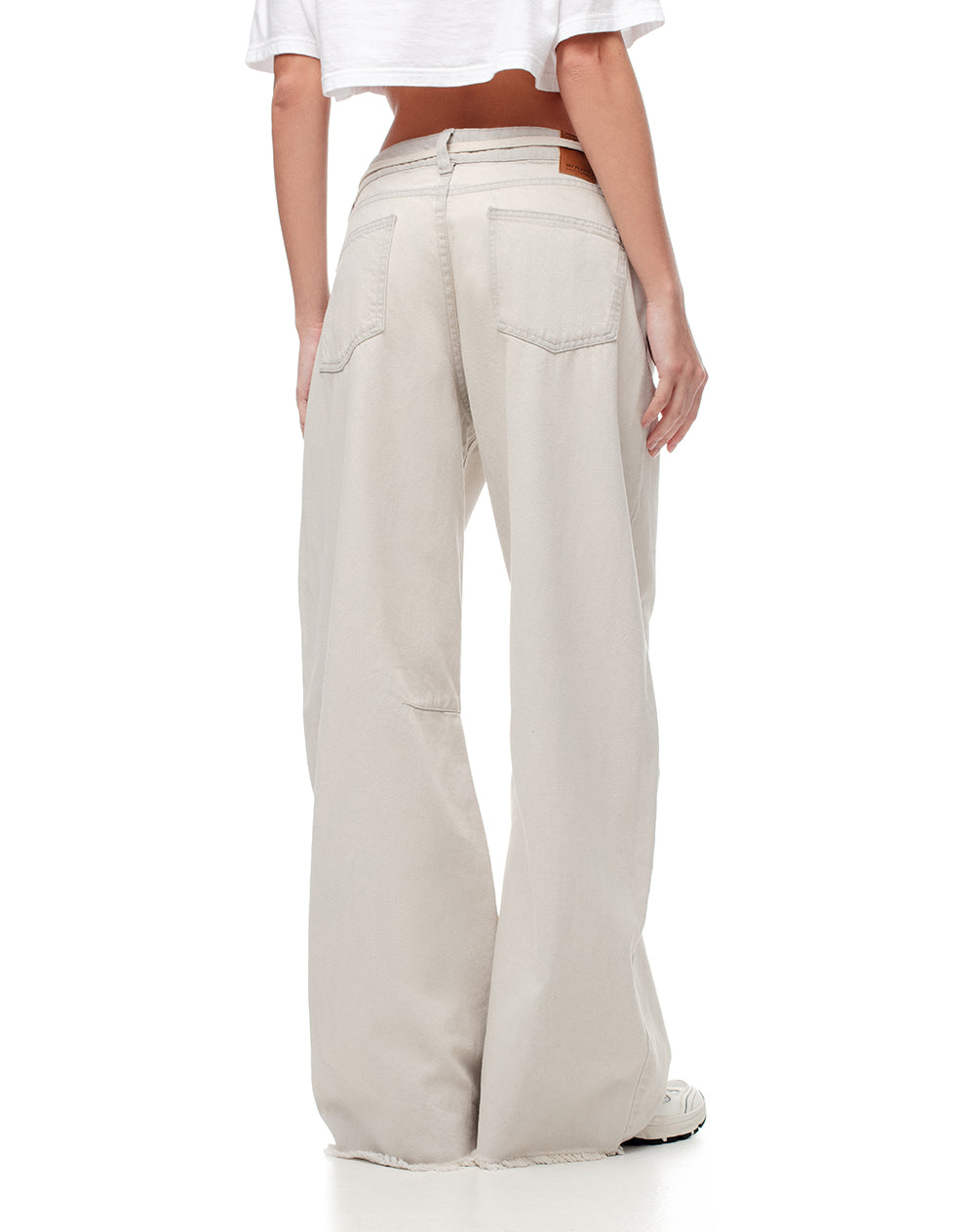Jean baggy tiro medio gris mujer