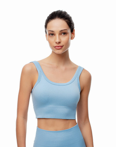 Crop top deportivo mujer seamless azul claro