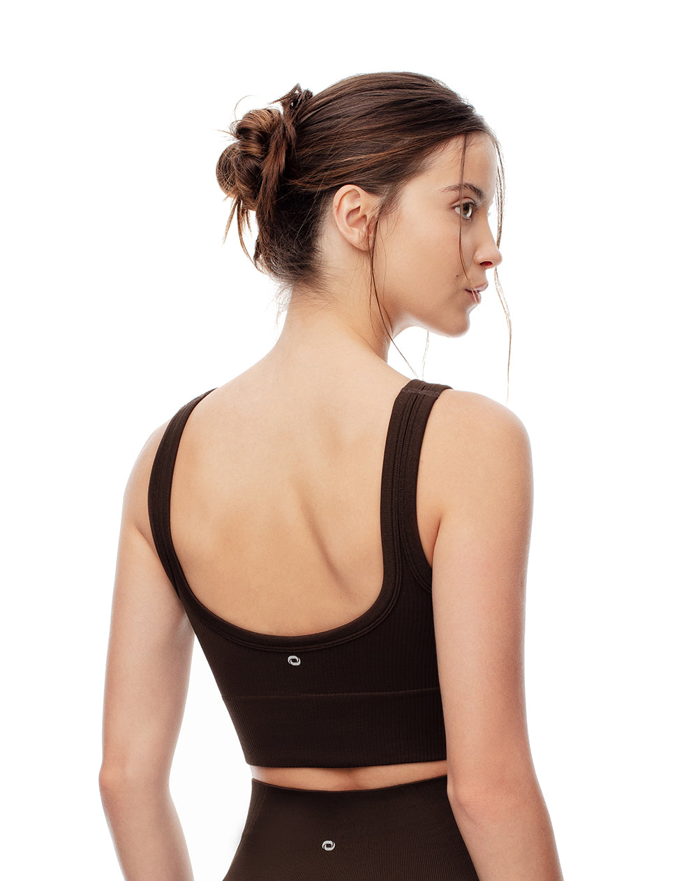 Crop top deportivo seamless chocolate mujer