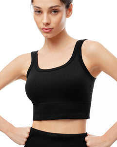 Crop top deportivo seamless negro mujer