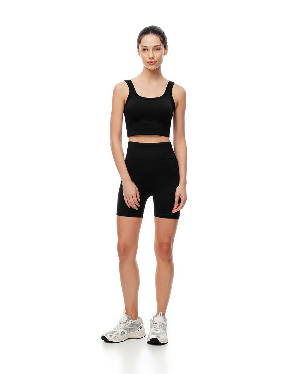 Crop top deportivo seamless negro mujer