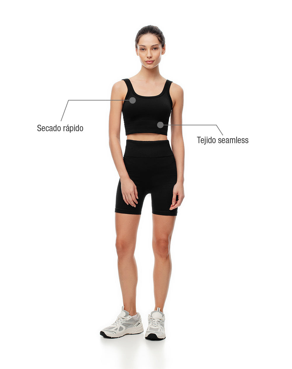 Crop top deportivo seamless negro mujer