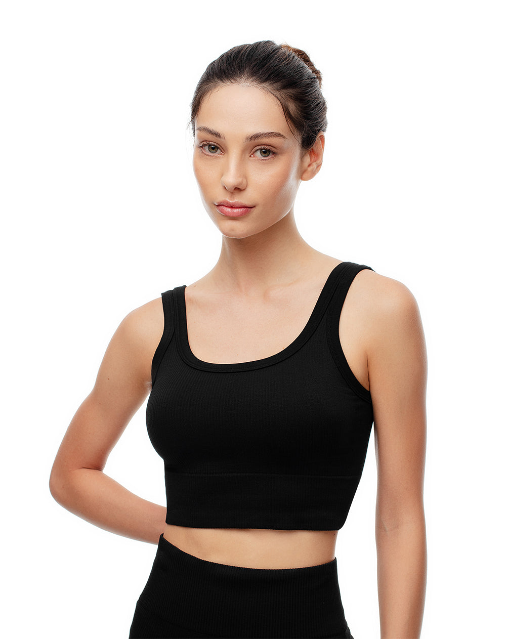 Crop top deportivo seamless negro mujer