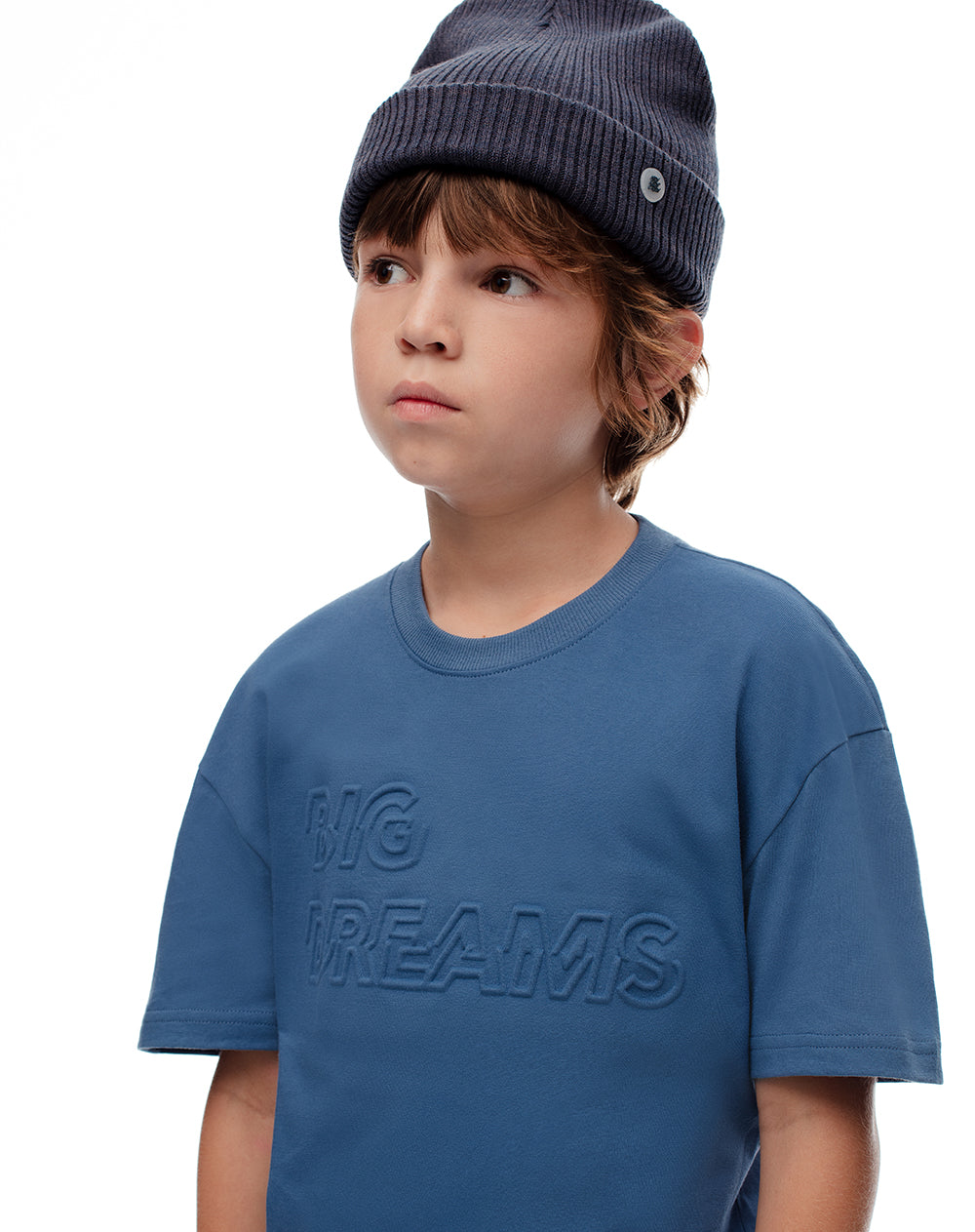 Camiseta regular algodón azul estampada niño
