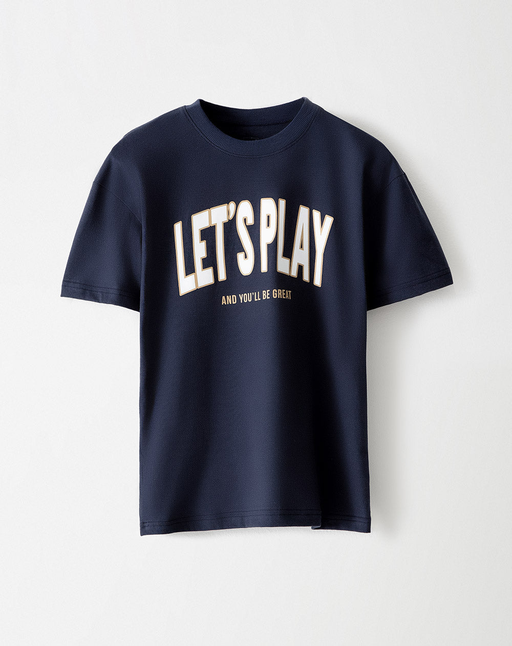 Camiseta regular algodón azul estampada niño