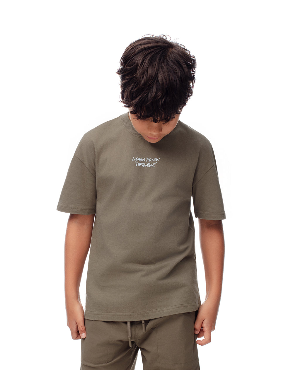 Camiseta regular algodón habana café niño