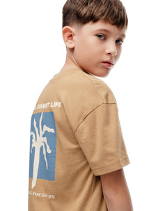 Camiseta regular algodón habana estampada niño