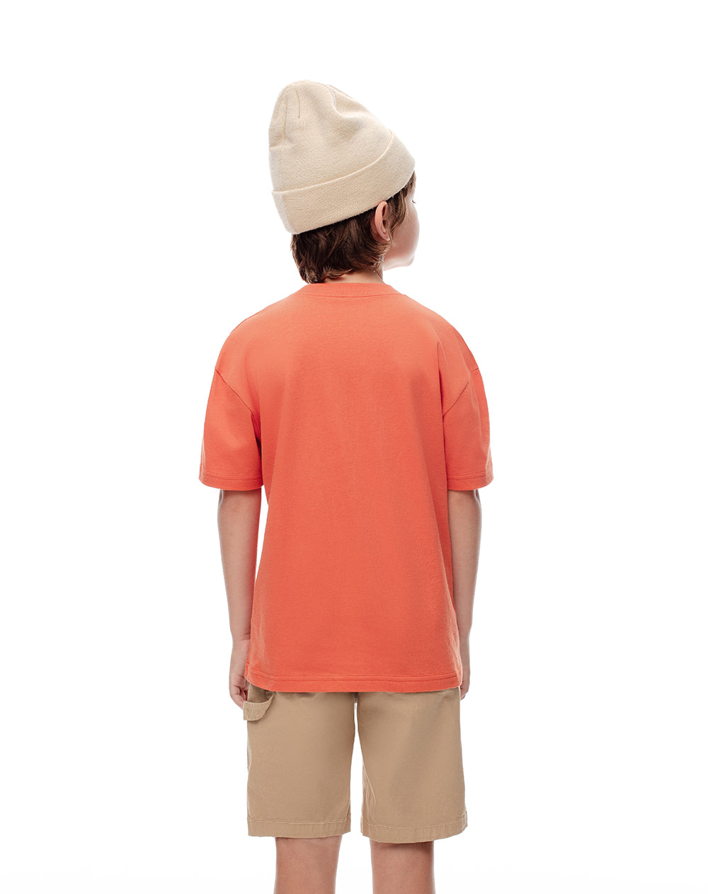 Camiseta regular algodón naranja estampada niño