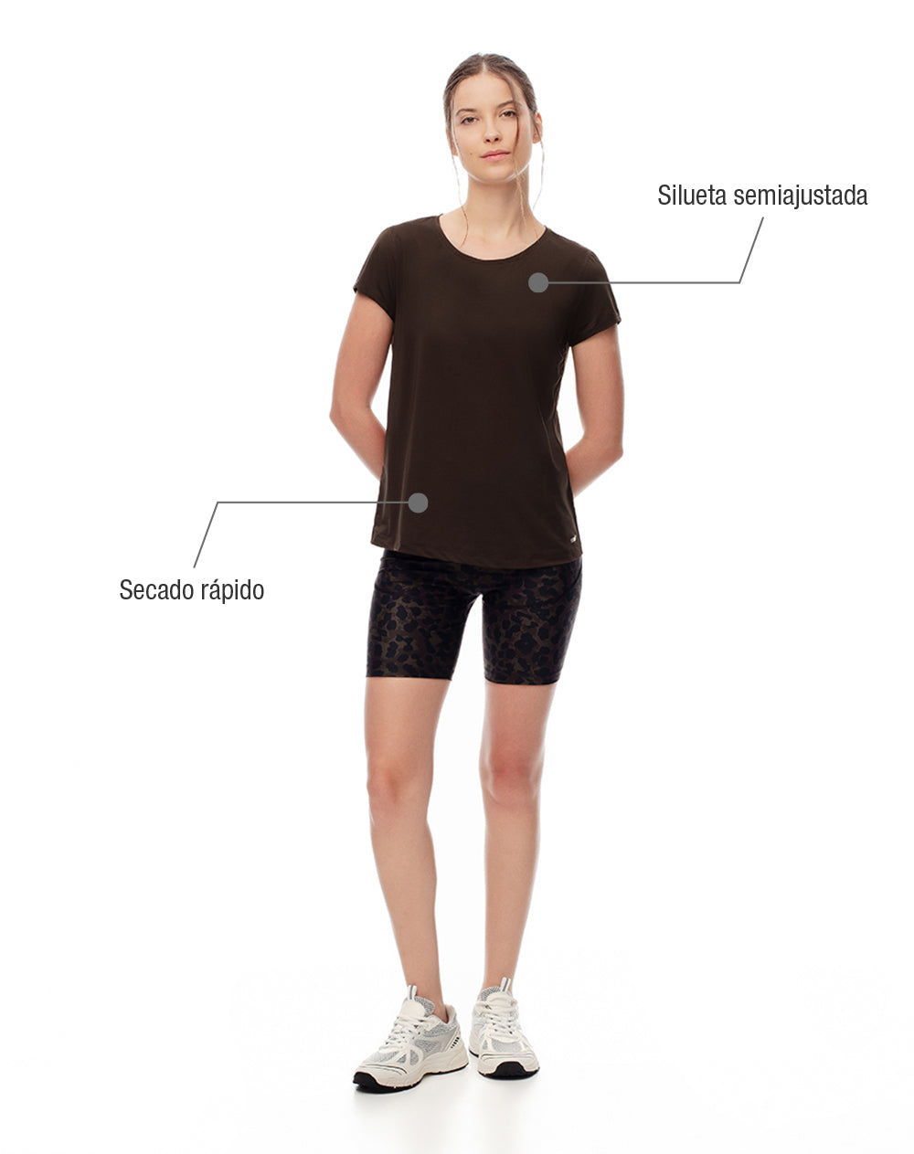 Camiseta deportiva secado rápido chocolate mujer