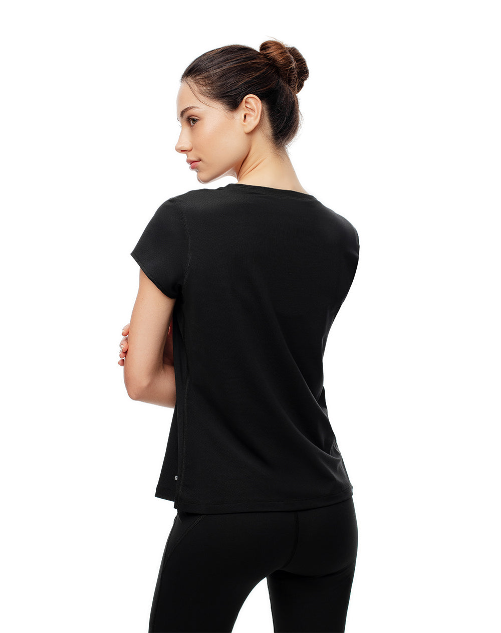 Camiseta deportiva secado rápido negra mujer