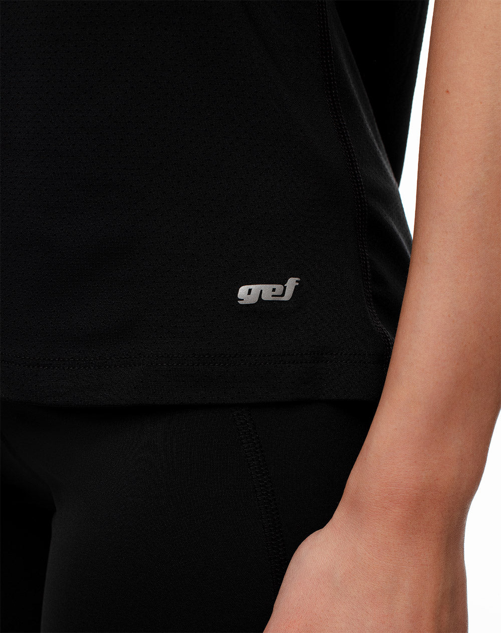 Camiseta deportiva secado rápido negra mujer