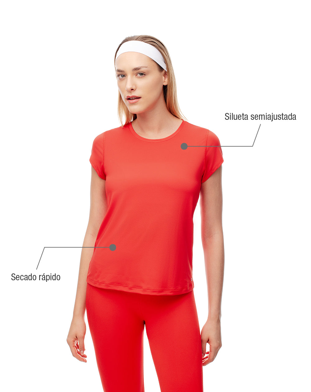 Camiseta deportiva secado rápido roja mujer
