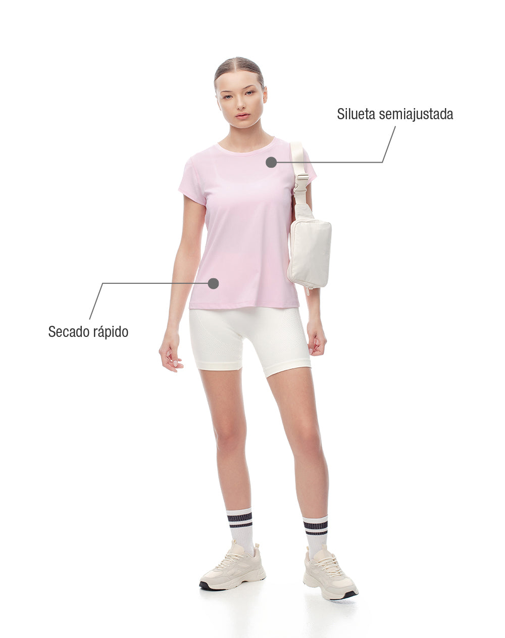 Camiseta deportiva secado rápido rosa mujer