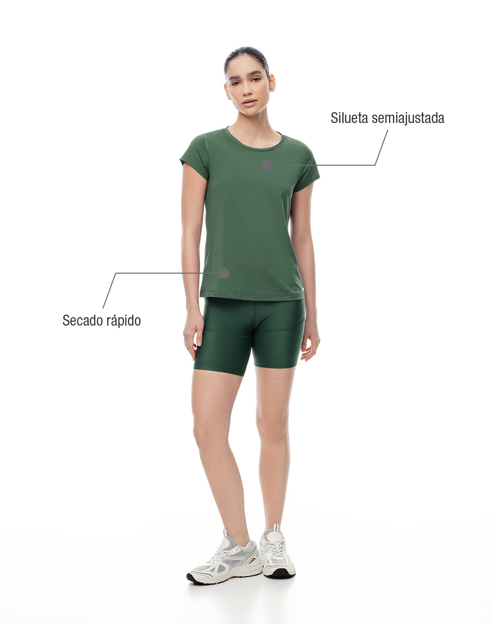 Camiseta deportiva secado rápido verde mujer