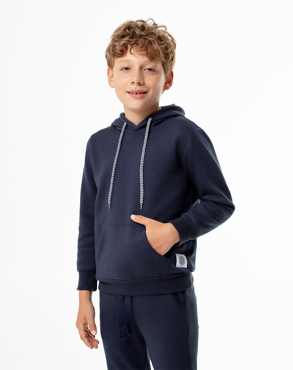 Buzo tipo hoddie azul niño